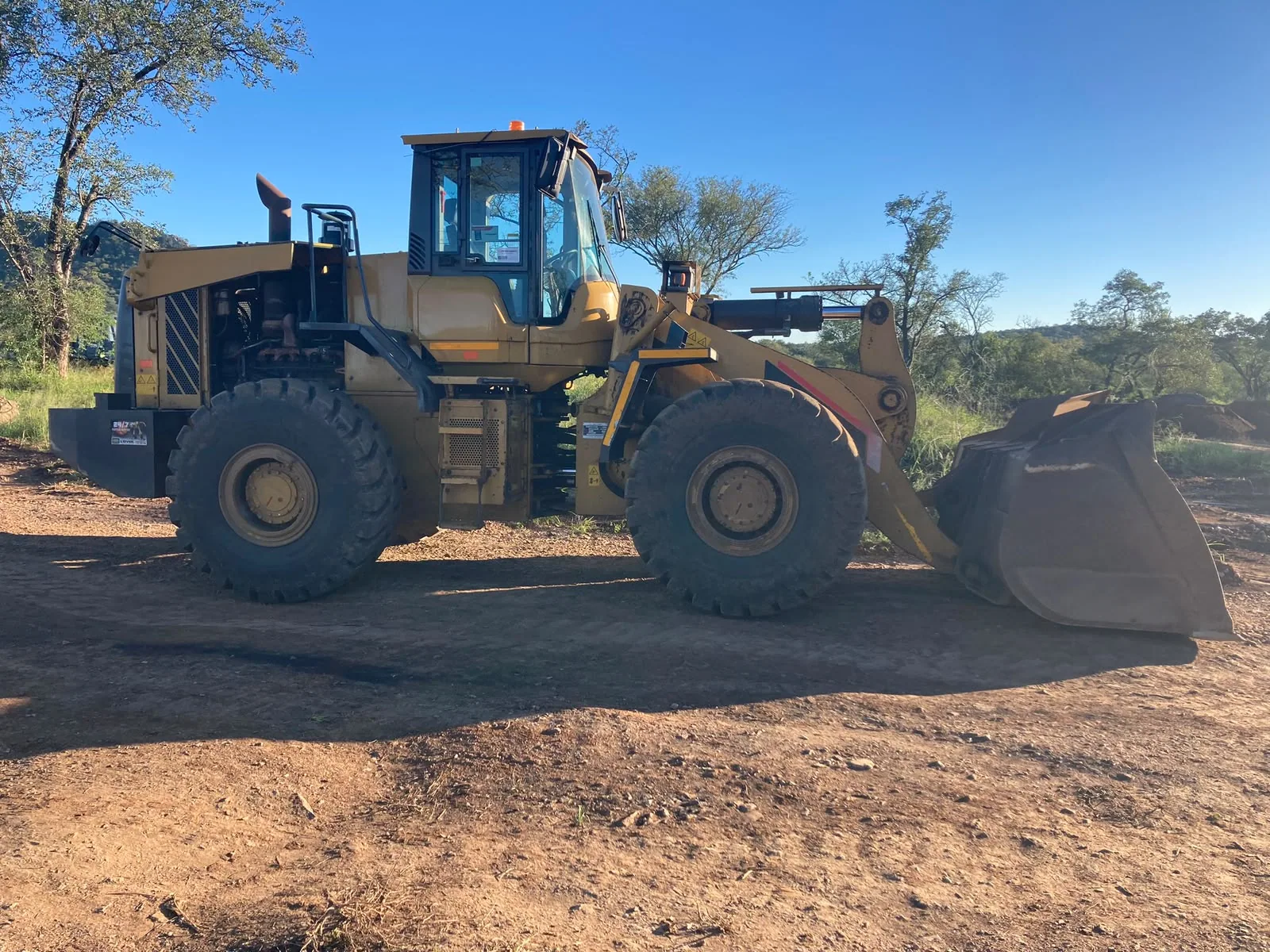 Front-end loader photographed at a work site